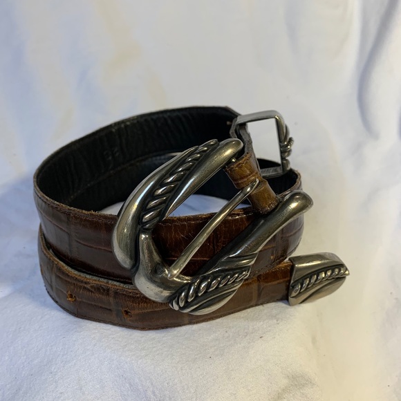 VICENZA Sport tan croc embossed leather belt 28 main image 5